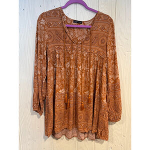 Lance Cade Orange Long Sleeve Dress, Size L